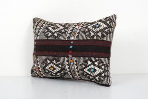 Ethnic Goat Hair Lumbar Kilim Pillow Cover From Anatolian, Bohemian House Decor photo furniture