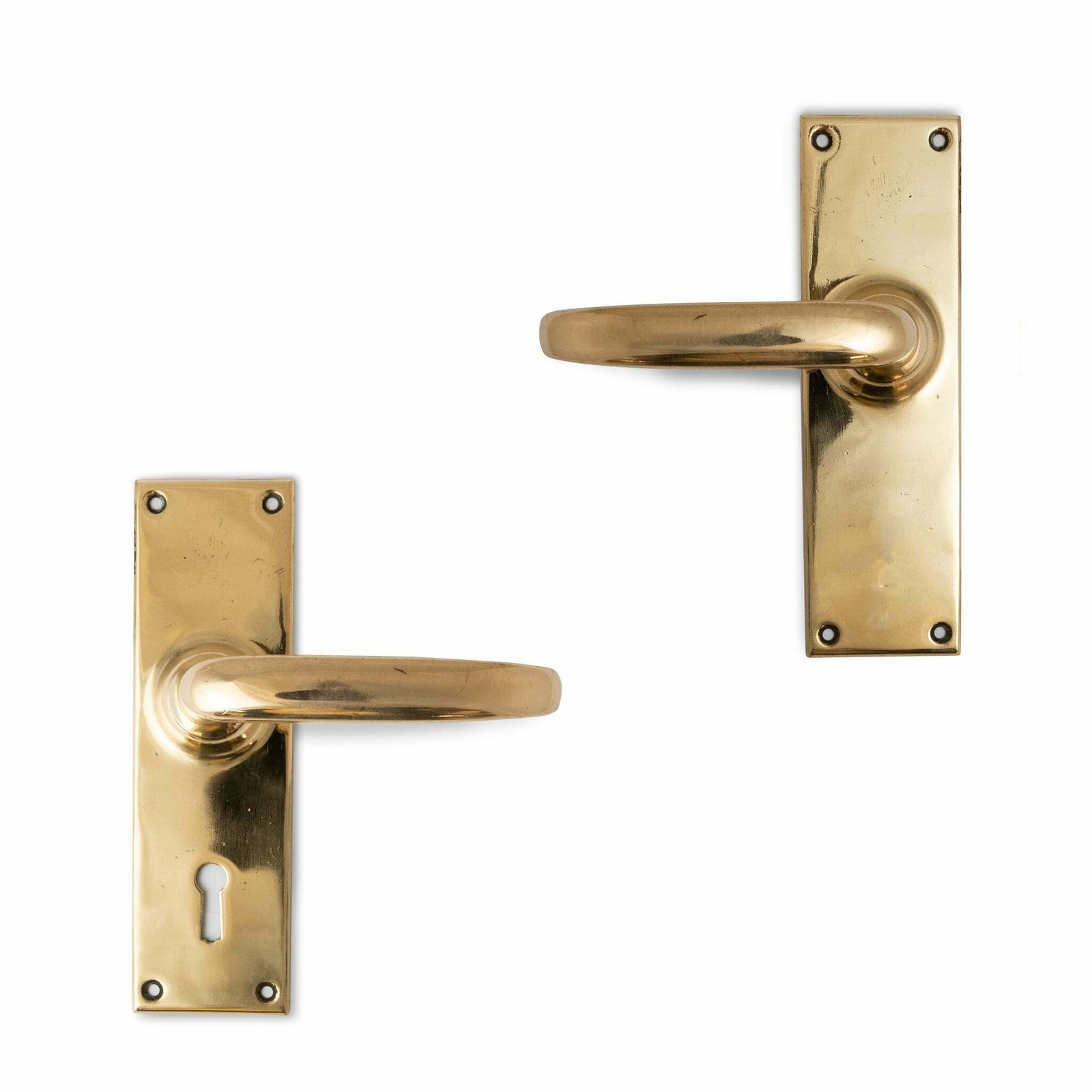 Reclaimed Polished Brass Lever Door Handles (45 Pairs Available)