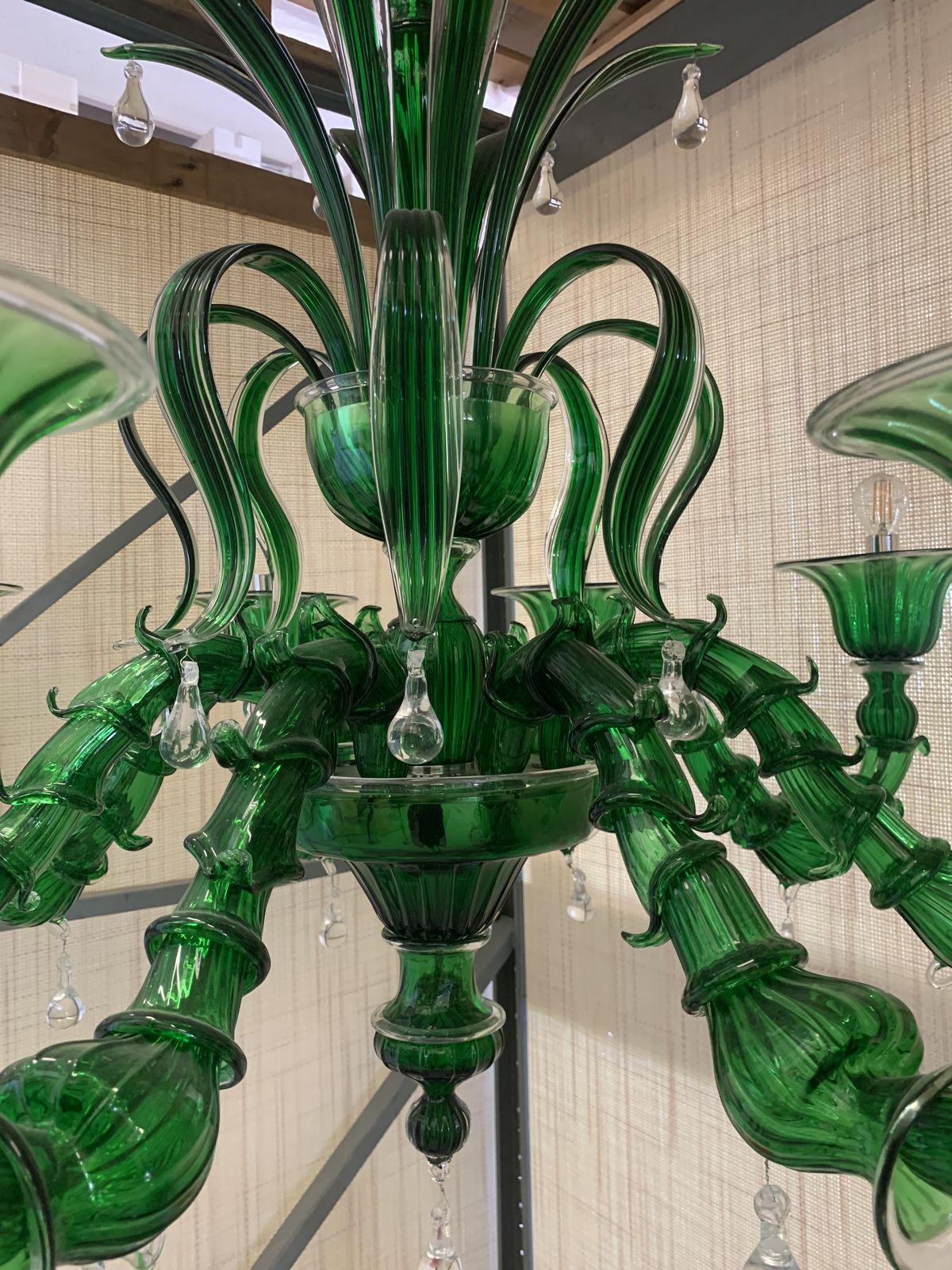 Contemporary Lively Green "Cà Rezzonico" Murano Glass Chandelier photo vinterior