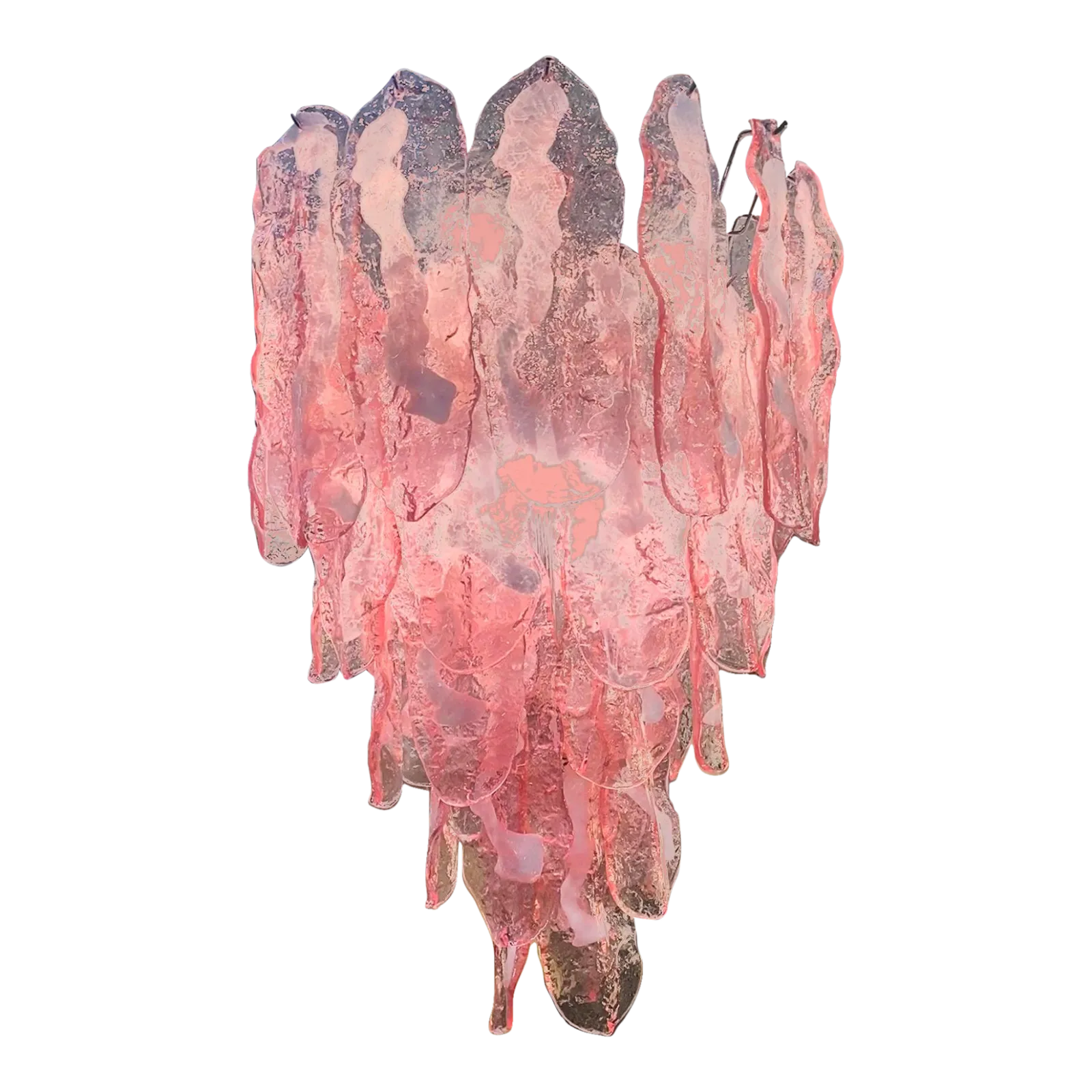 Contemporary Ivenetian Pink “Fiamme Flames” Murano Glass Chandelier