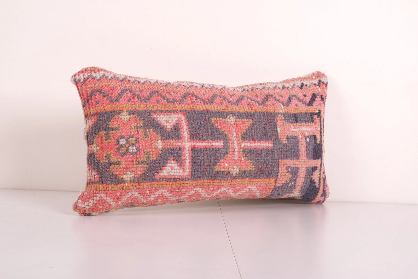 Turkish Oushak Rug Pillow Copper Cover, Boho Woven Lumbar Carpet Pillow Cover photo furniture