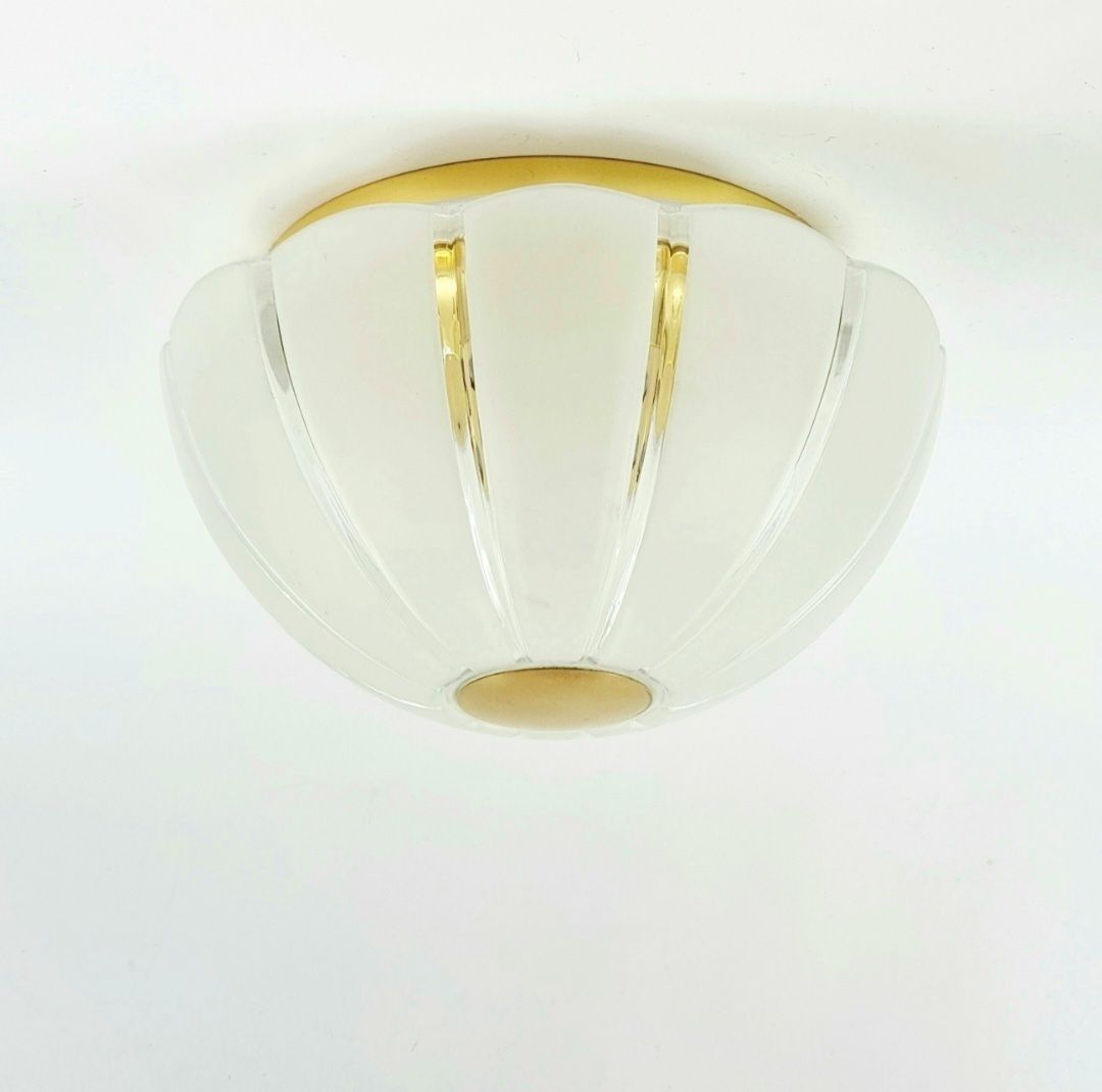 Zeer Grote Space Age Plafondlamp Van Glas En Messing, Limburg, Duitsland, Jaren 1970 photo for sale