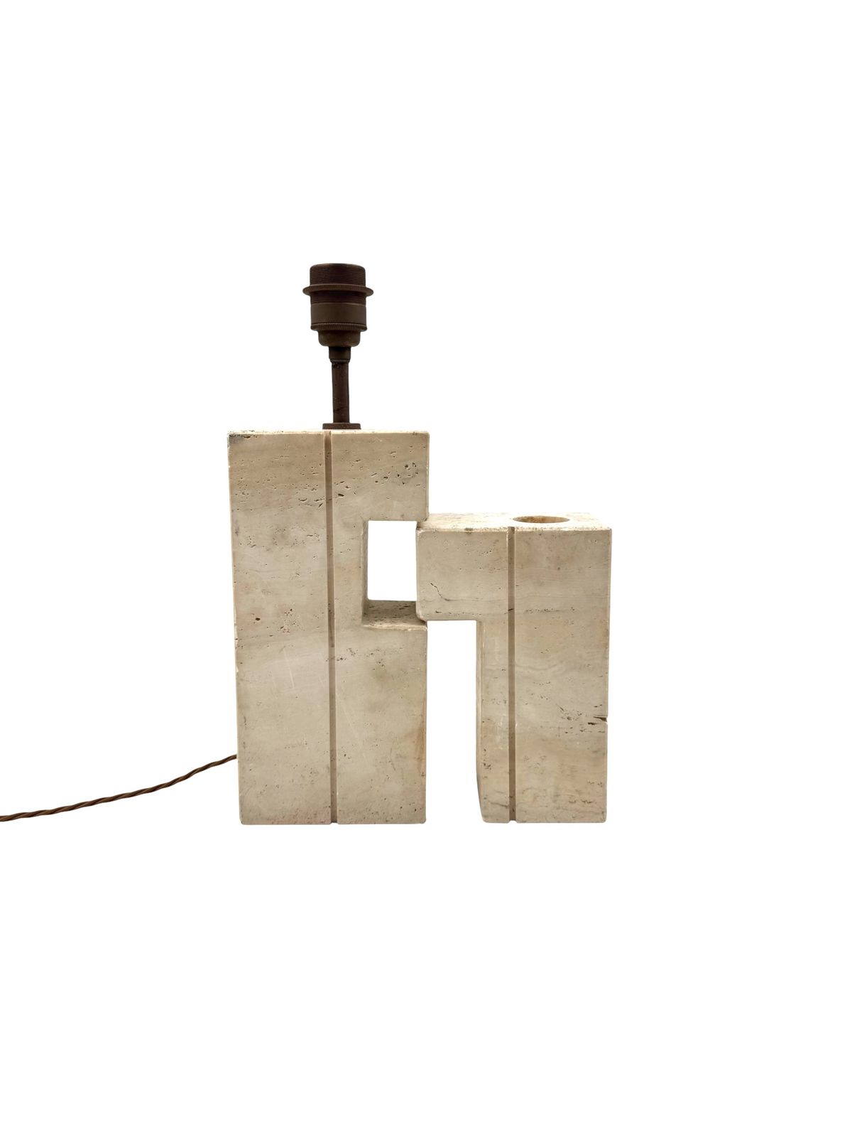 Mid Century Modern Travertine Sculptural Table Lamp, Giulio Cesari, Nucleo Sormani, Italy 1960s photo Lighting