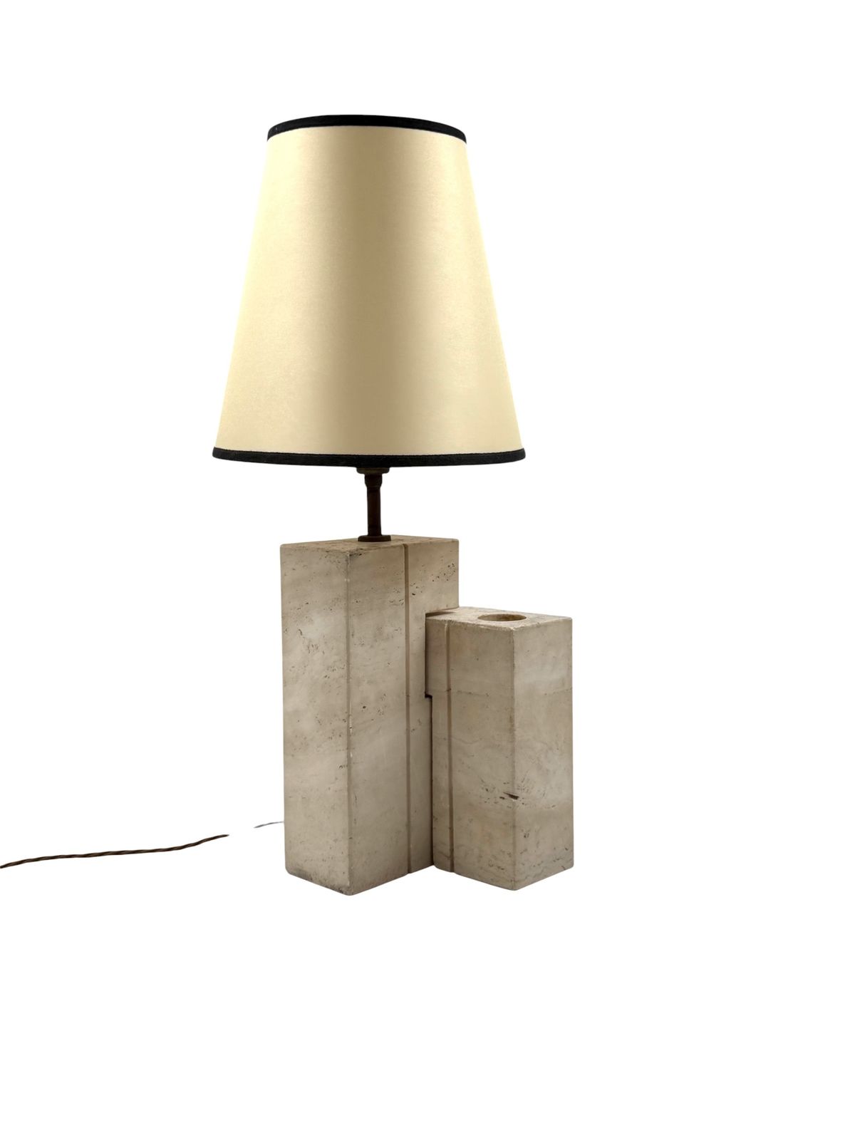 photo for sale Mid Century Modern Travertine Sculptural Table Lamp, Giulio Cesari, Nucleo Sormani, Italy 1960s