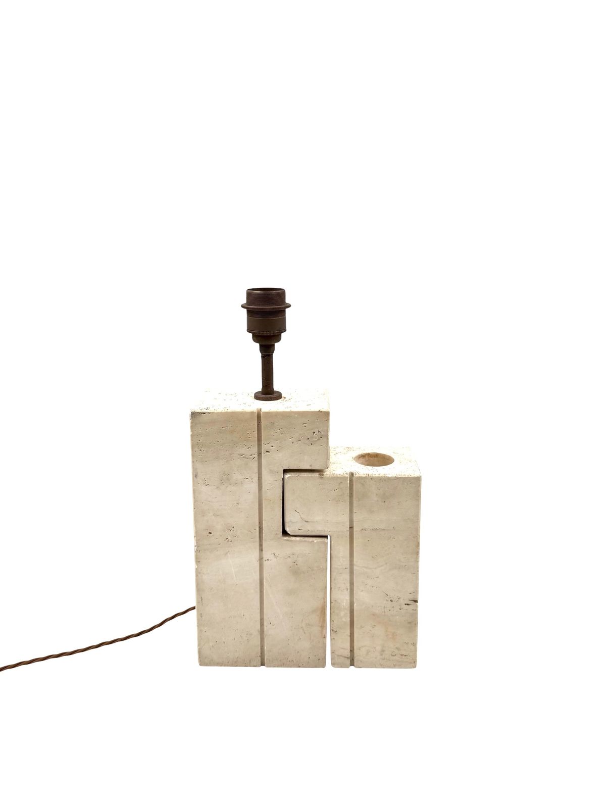 photo vintage Mid Century Modern Travertine Sculptural Table Lamp, Giulio Cesari, Nucleo Sormani, Italy 1960s