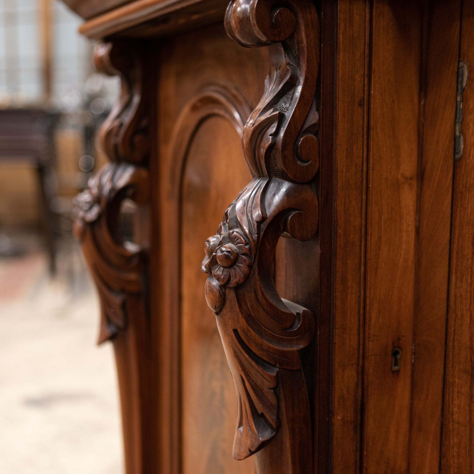 Antique Ornate Carved Mahogany Sideboard With Mirror And Secret Drawers photo furniture