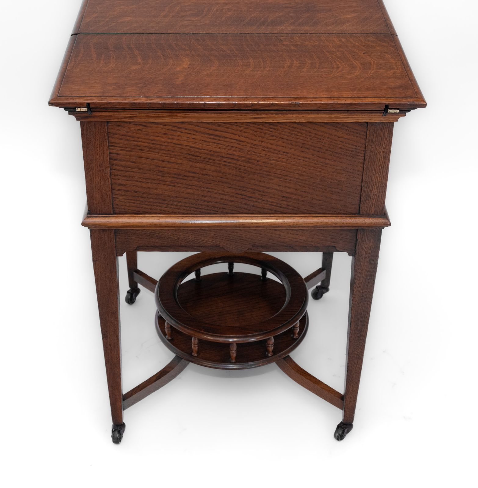 photo furniture Antique Edwardian Oak Metamorphic Rise & Fall Cocktail Drinks Cabinet Bar