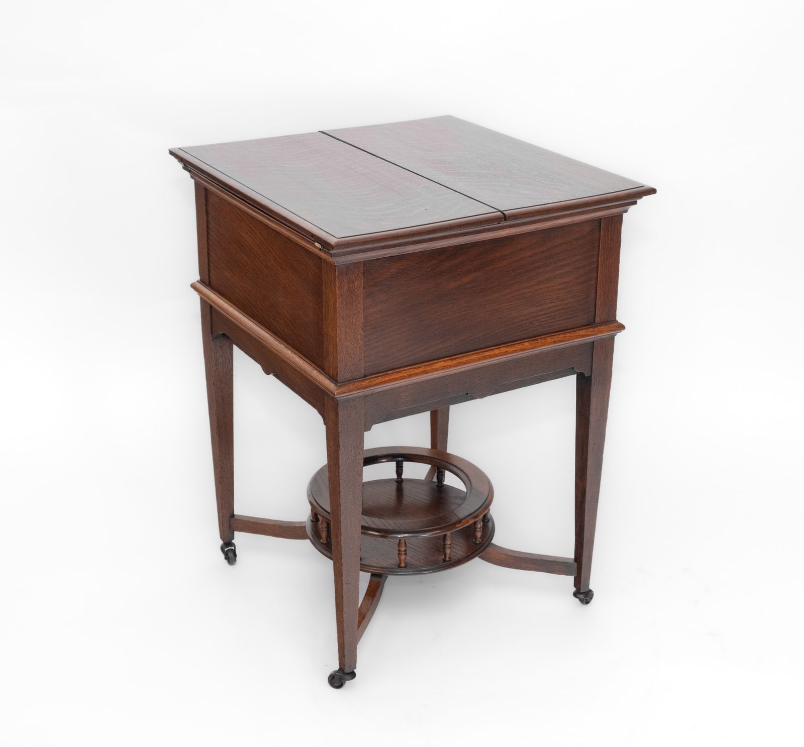 1965.0 Antique Edwardian Oak Metamorphic Rise & Fall Cocktail Drinks Cabinet Bar photo