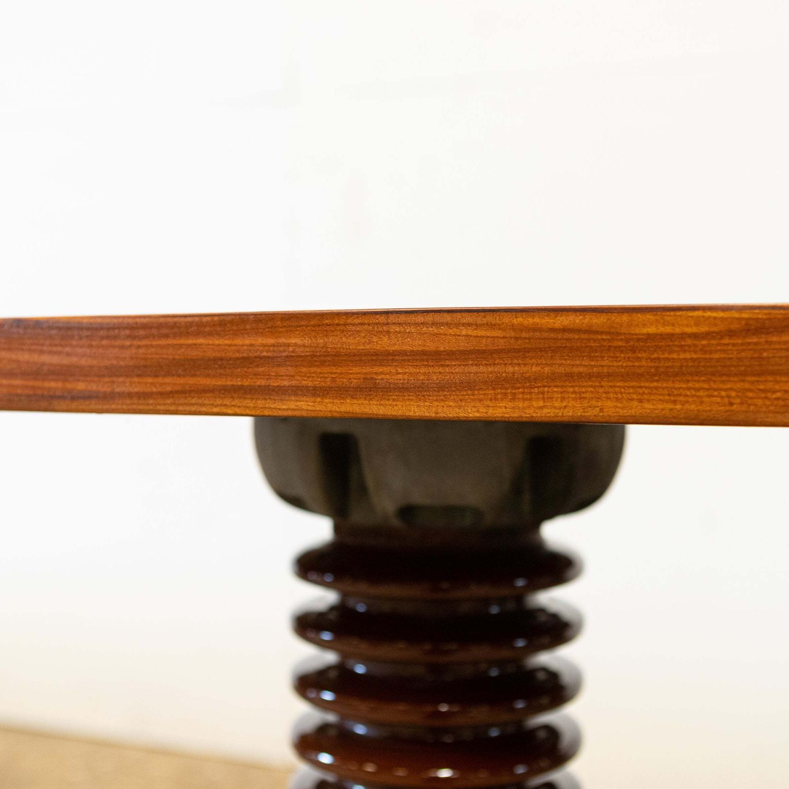 photo furniture 3.5m Long Table With Afrormosia Wood Top & Electrical Insulator Legs