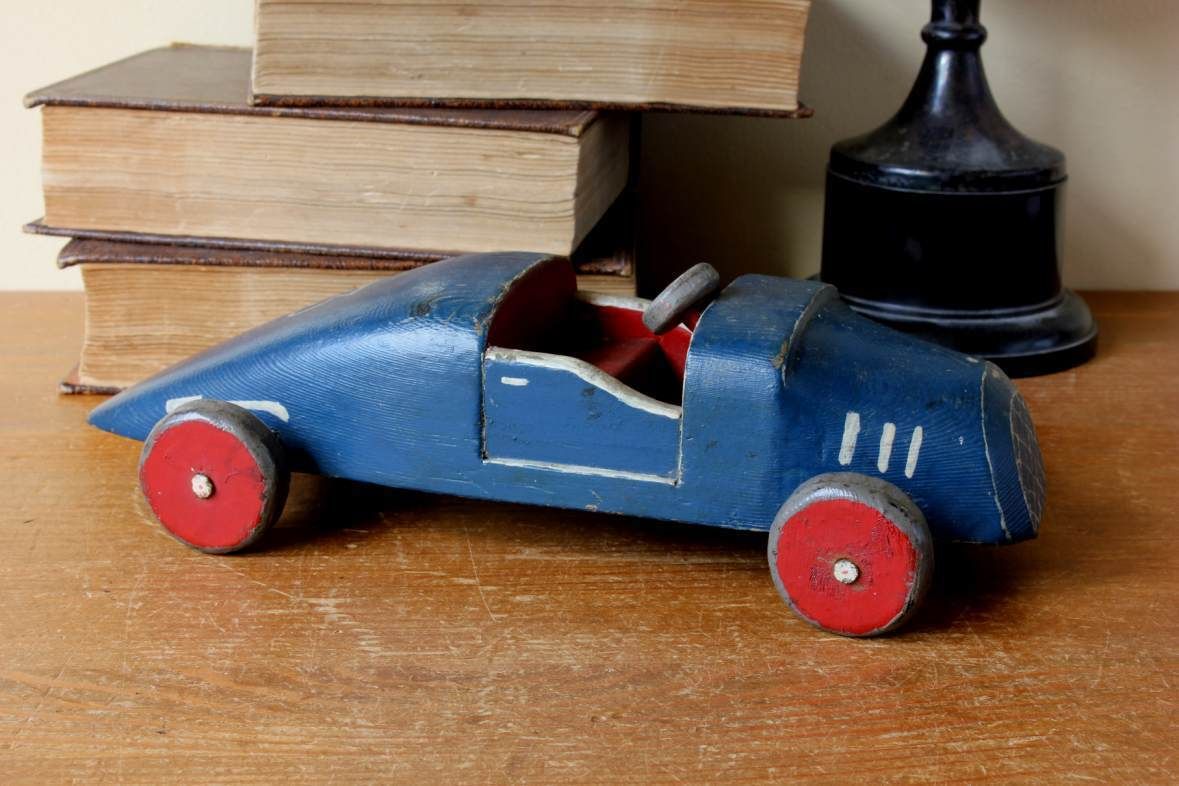 Handmade Wooden Racing Car. Scratch Built Decorative Model Car. photo furniture