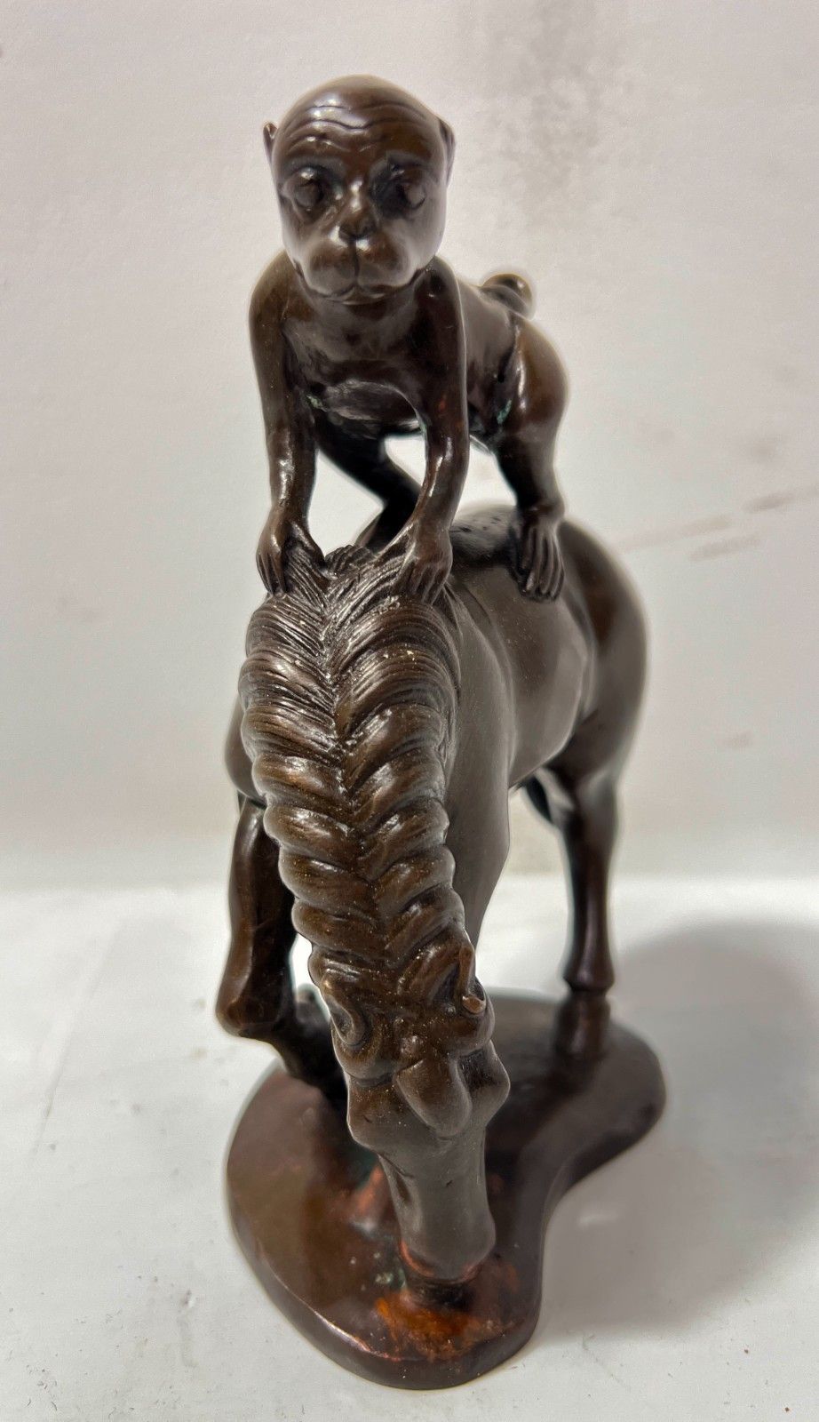 photo furniture "The Horse And The Monkey" Bronze Group With Brown Patina 20th Century