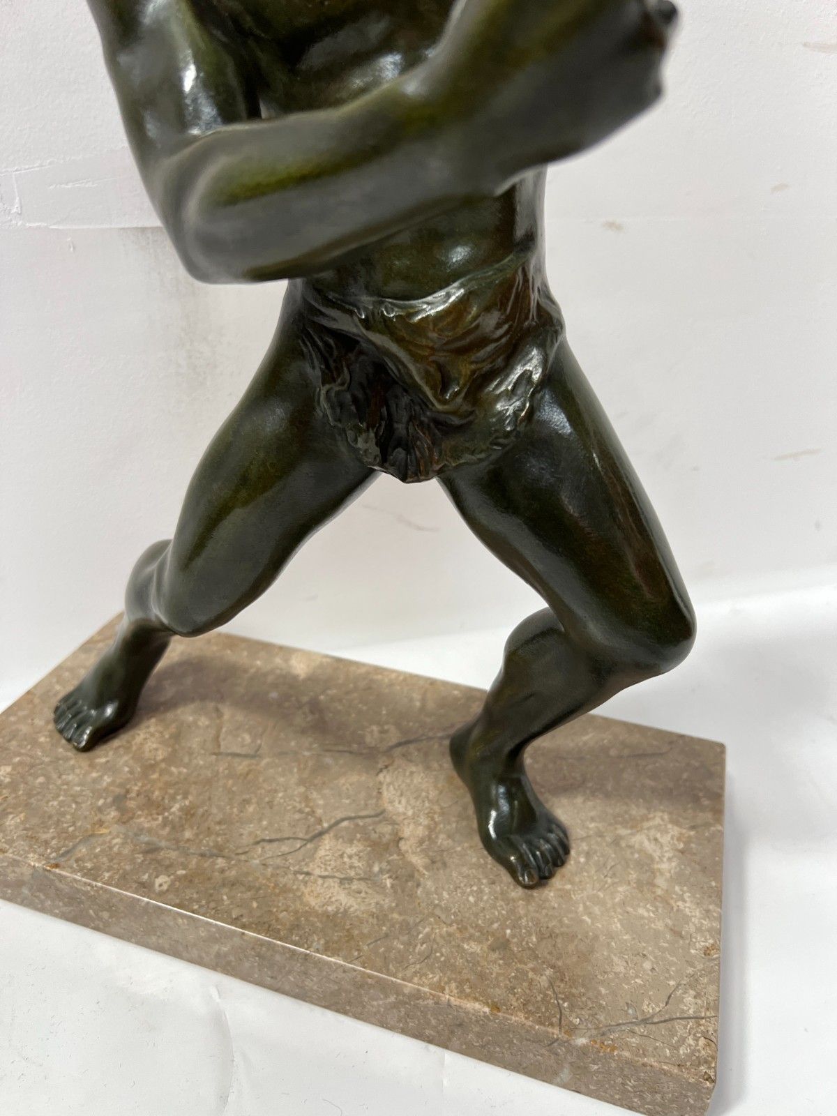 "The Boxer" Bronze Group With Patina Brown Green 20th Century photo Art