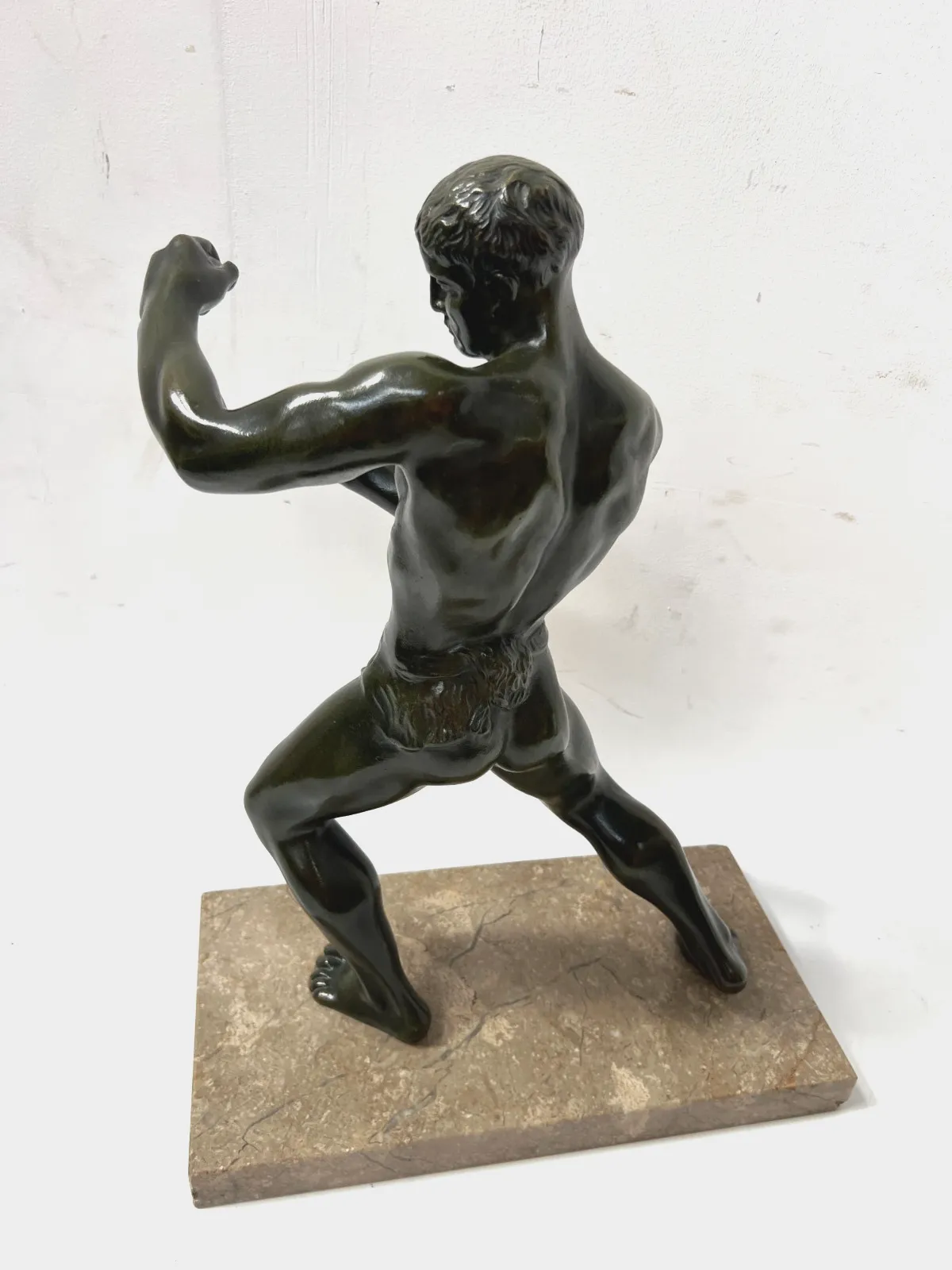"The Boxer" Bronze Group With Patina Brown Green 20th Century photo buy