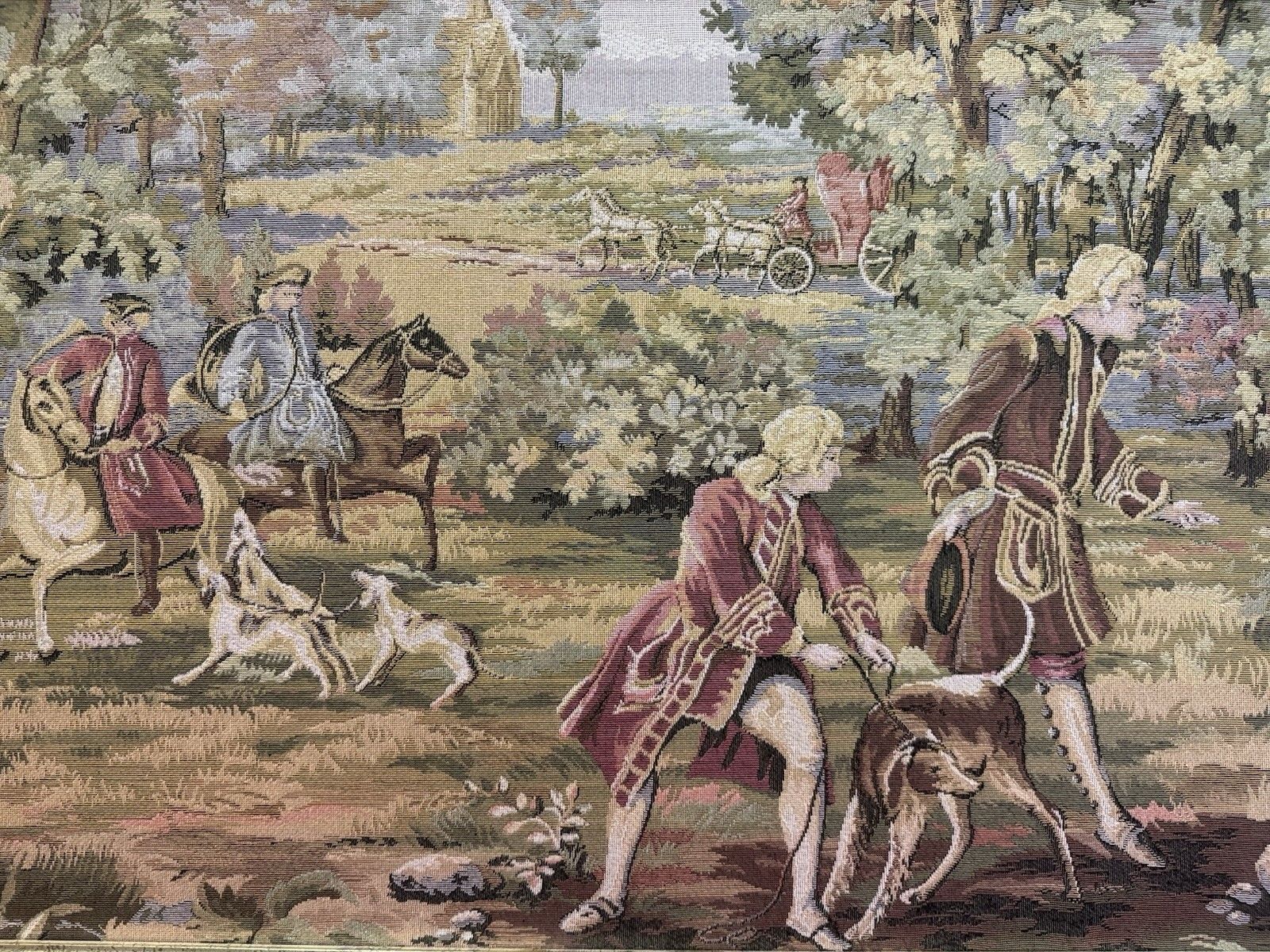 345.0 Louis XV Style 18th Century Aristocratic Pursuit Of The Hunt Tapestry. Framed photo