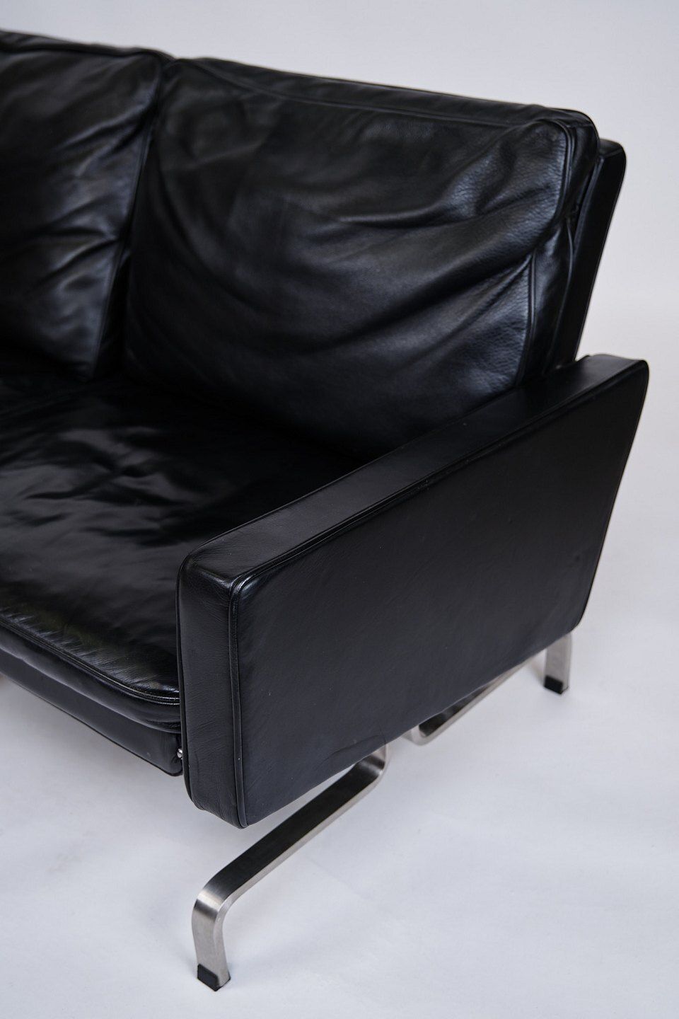 Pk31 Sofa   3 Seater   Black Leather   Poul Kjærholm   E. Kold Christensen   1960s photo for sale