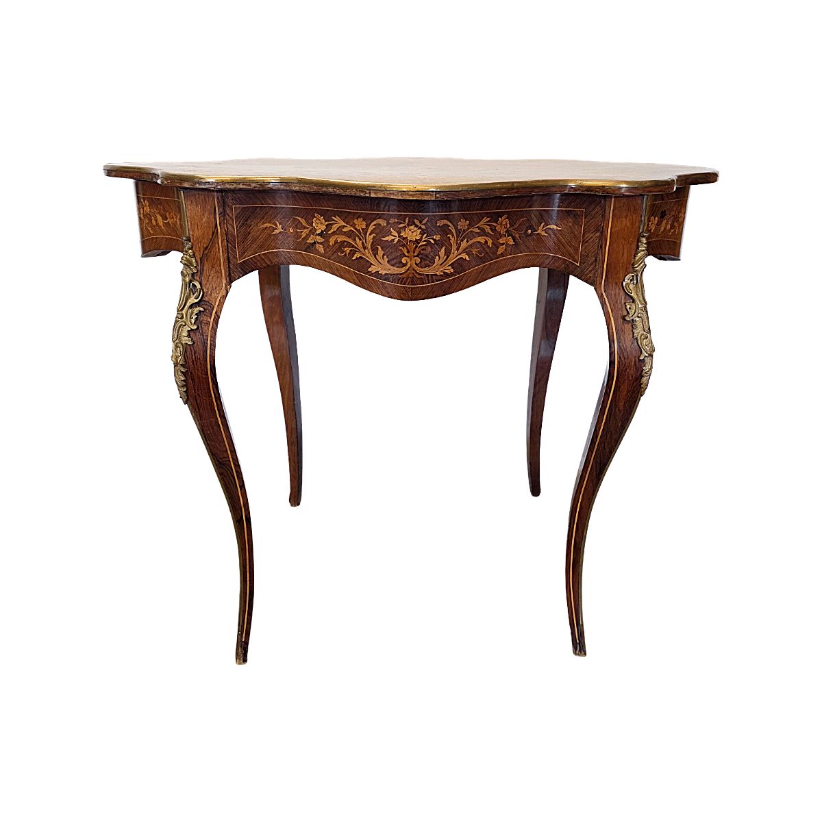 Furniture Antique French Louis XV Style Table With Drawer, Late 1800s photo