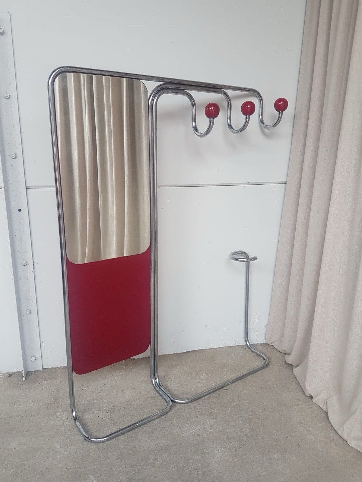 Vtg Mid Century Hallway Entranceway Coat Rack Mirror Bauhaus Danish R930 photo 1092.5