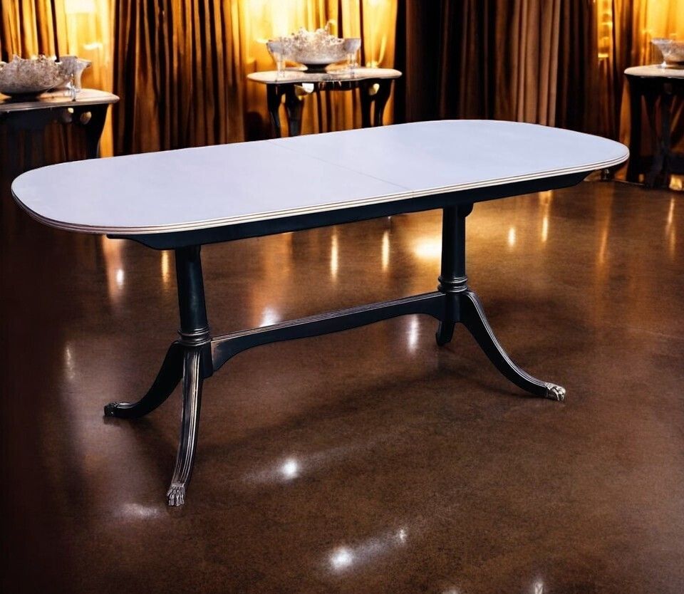 photo for sale Restored 1975 McIntosh Twin Pillar Extending Dining Table & Eight Chairs | Hand Finished