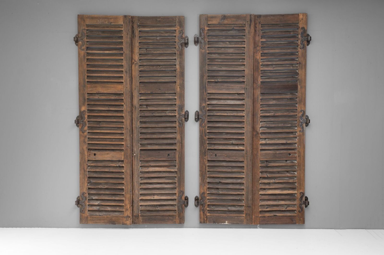 French Pine Shutters, 1800s, Antique