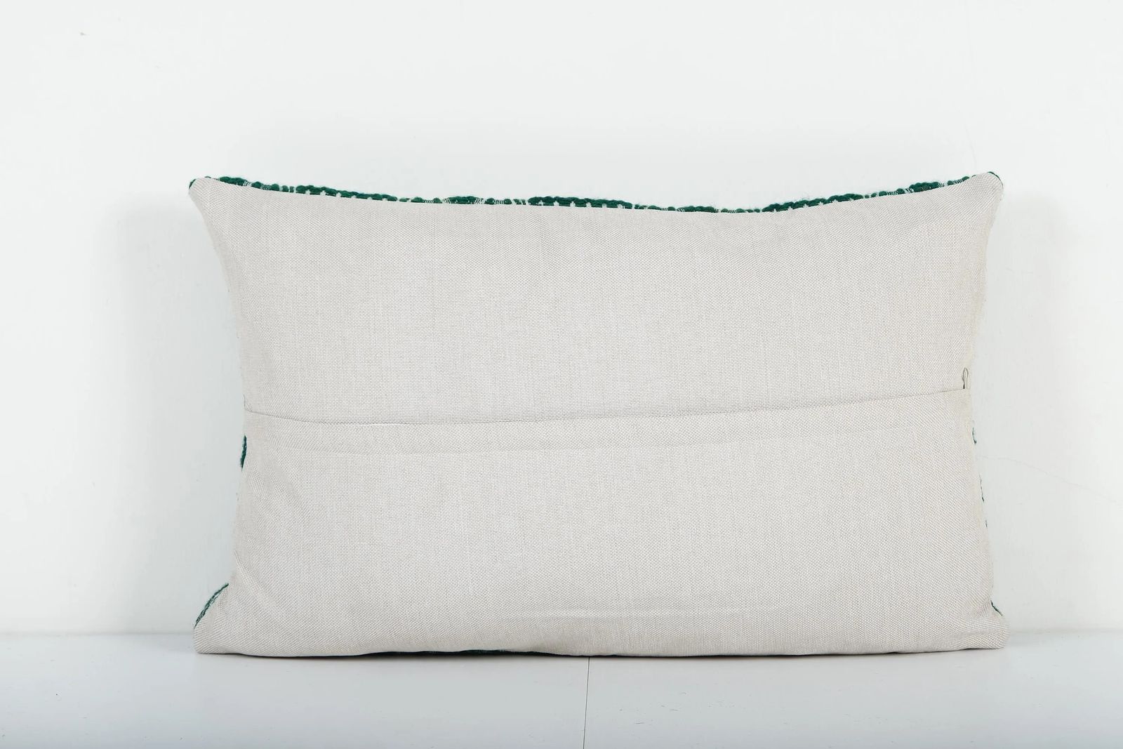 Traditional Turkish Dark Green Decorative Kilim Pillow, Anatolian Striped Lumbar Kilim Pillow Cove photo furniture