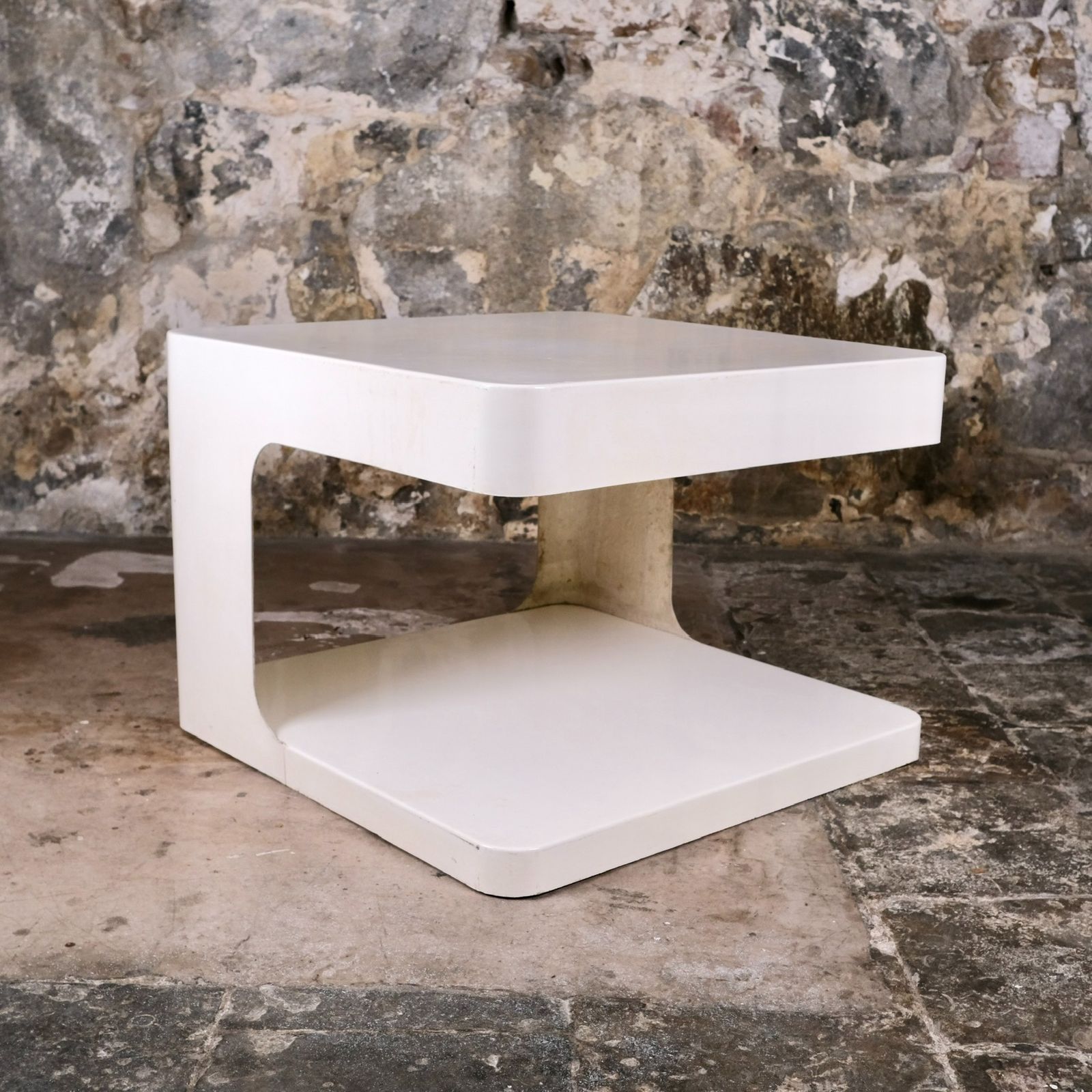 Large Fiberglass Side Table By Valerie Doubroucinskis For Rodier, France, 1970s