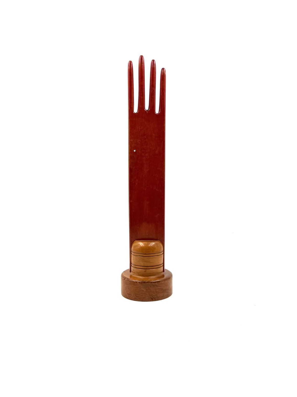 photo for sale Red Wood Hand Jewelry Display, France 1960s