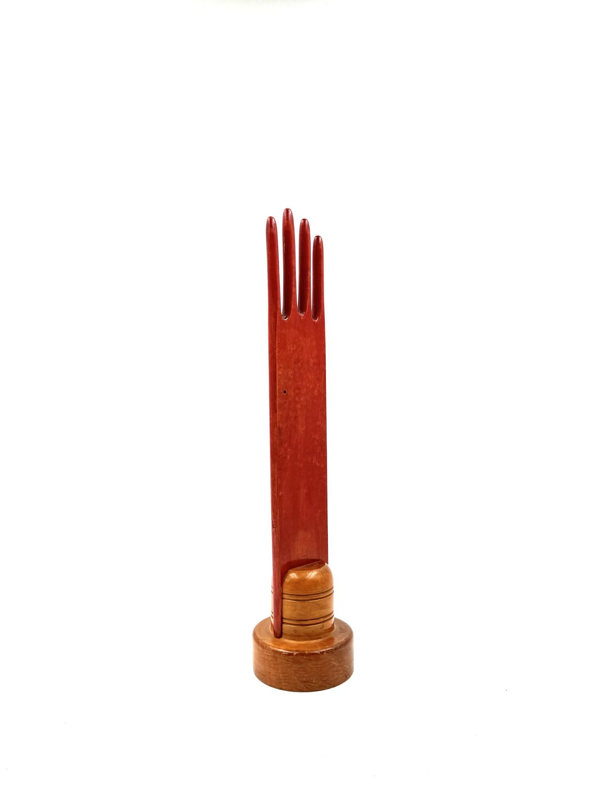 photo vinterior Red Wood Hand Jewelry Display, France 1960s