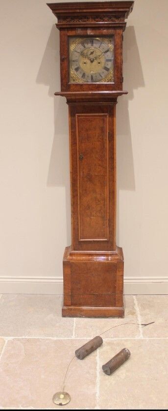 A Very Fine Quality Queen Anne Burr Elm And Walnut Longcase Clock By Joseph Saer Of London photo furniture
