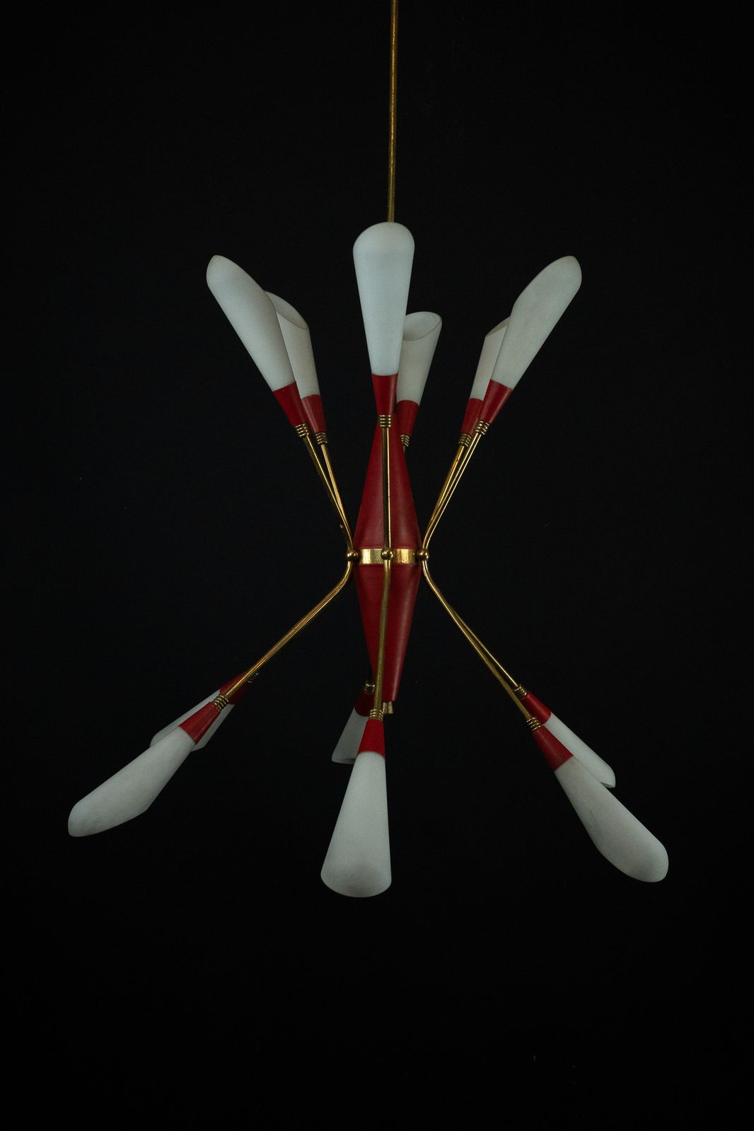 Mid Century 12 Lights Chandelier In The Manner Of Stilnovo. Italy 1950s photo for sale
