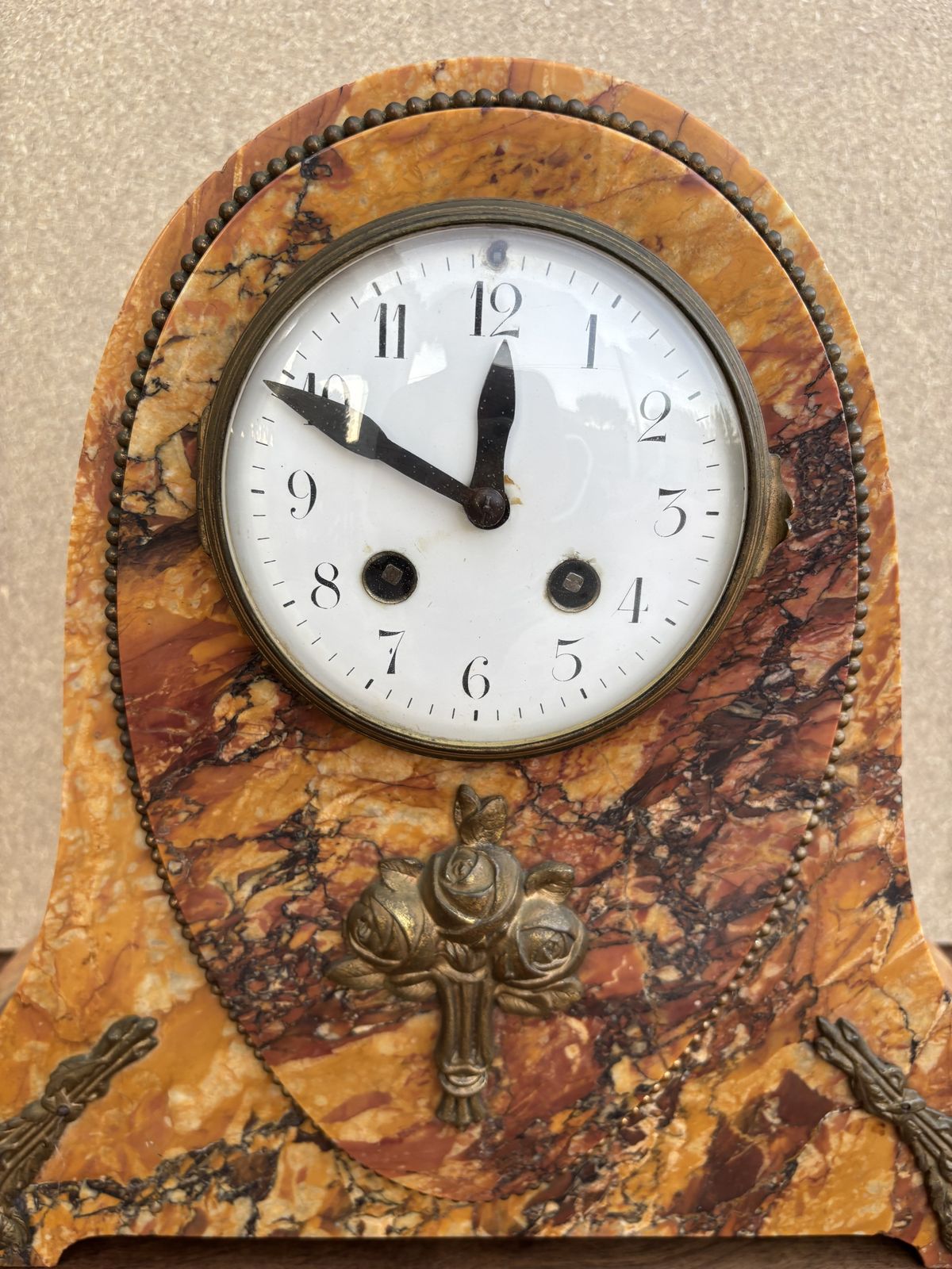 Home Decor Art Deco Clock With Marble Trim, 1890s, Set Of 3 photo