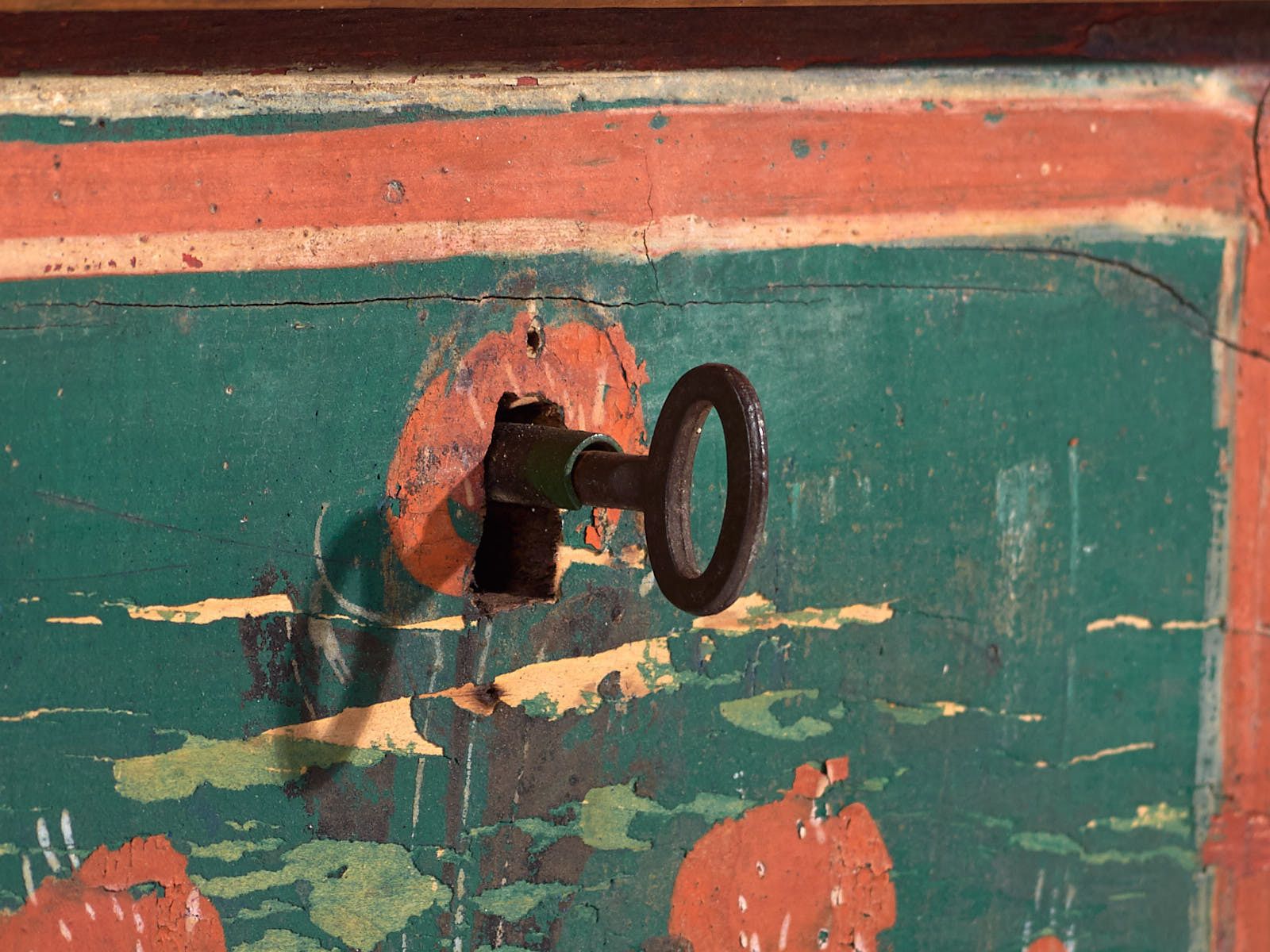 Antique Hand Painted Chest With Floral Motifs (Year 1907) #100 photo furniture