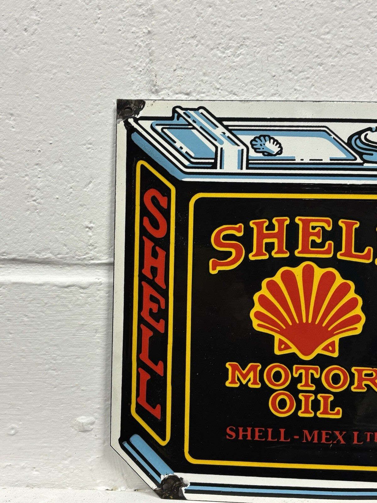 Shell Oil Can Garage Advertising Heavy Enamel Sign. Great Look. photo Home Decor