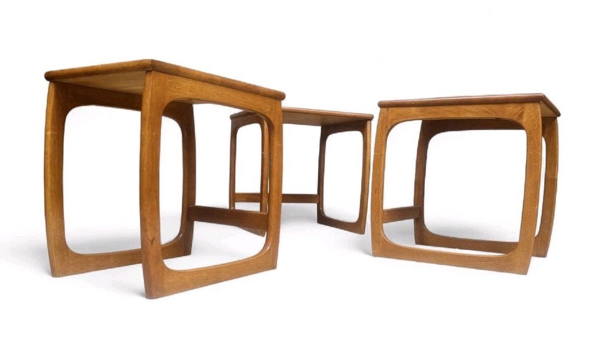 Parker Knoll Teak Nest Of Tables Mid Century Retro Sleigh Legs C1970s photo Furniture