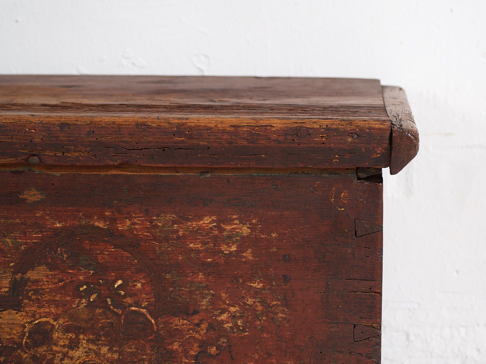 Antique Chest Painted With Floral Motifs And Iron Lock (C.1820) #47 photo buy