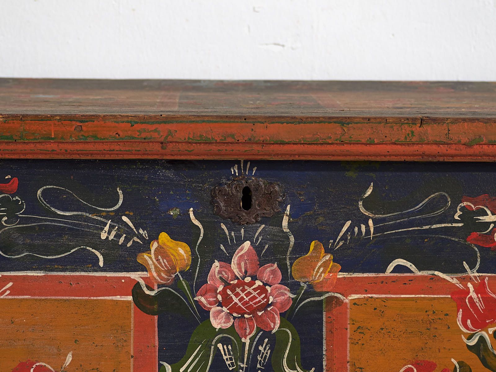 Antique Trunk With Floral Motifs (C.1870) #67 photo vintage