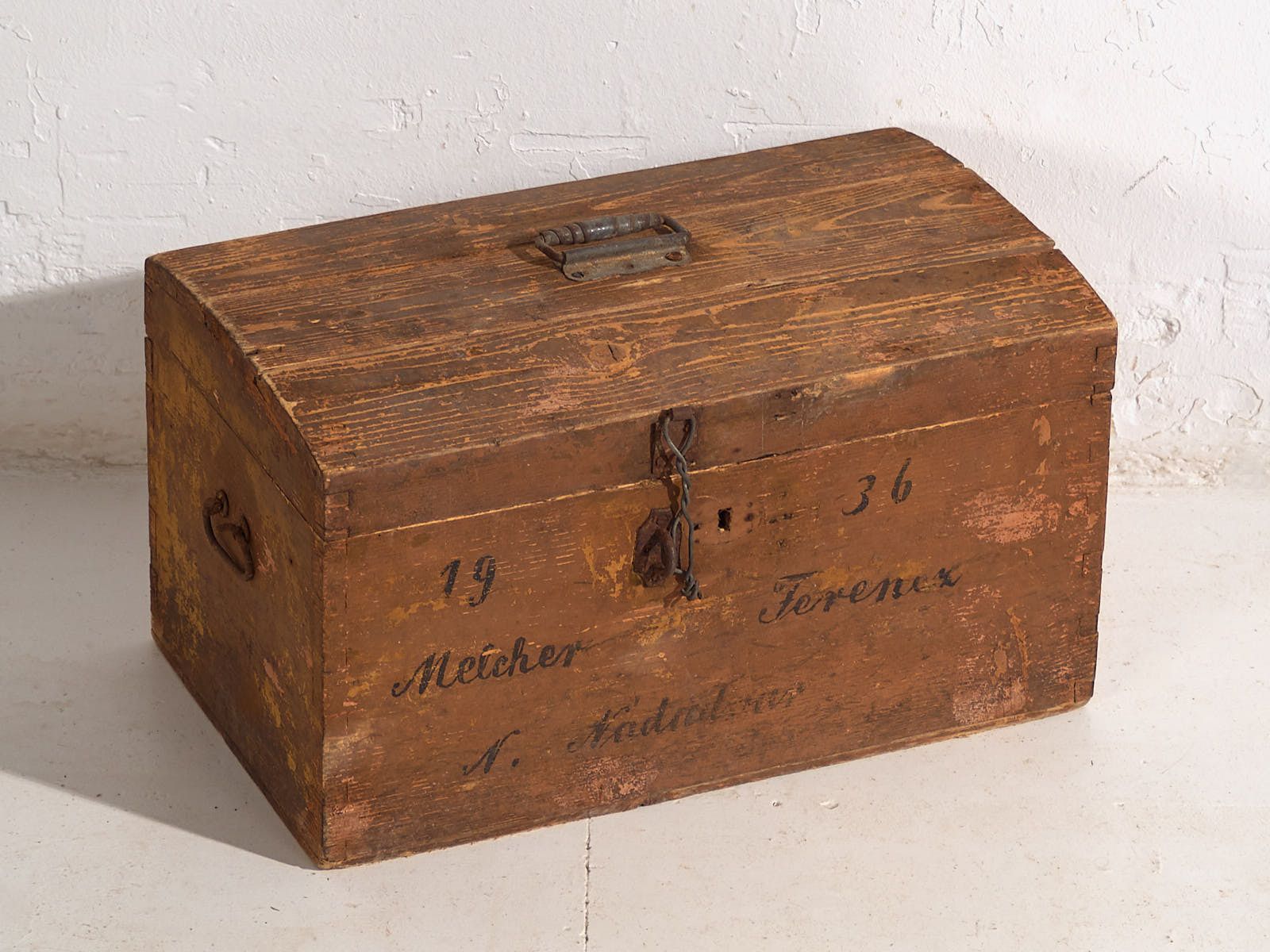 Antique Travel Chest With Original Inscription (Year 1936) #21 photo furniture