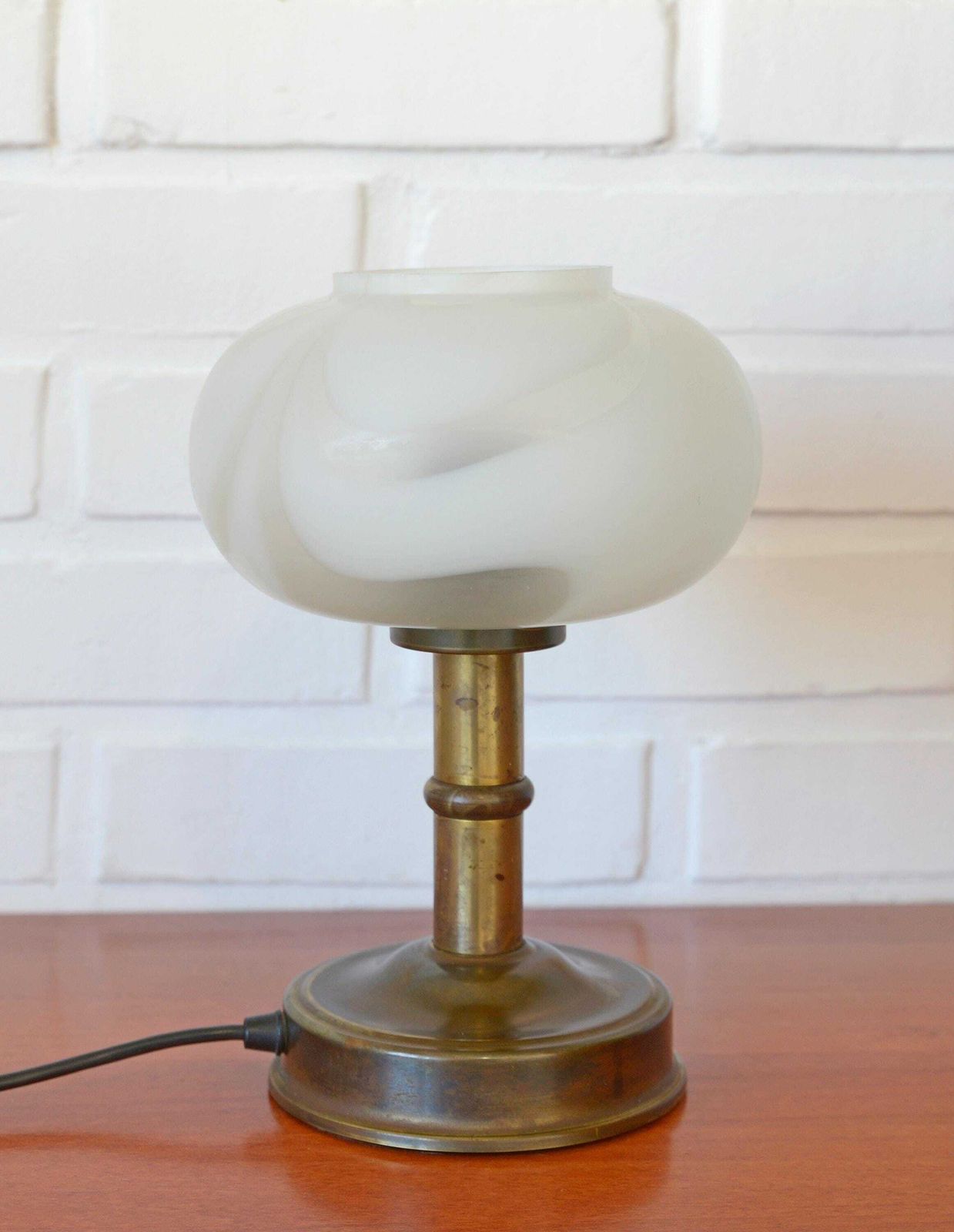 Vintage Murano Glass Style Mushroom Desk Lamp: Brass Bedside Lamp, Table Lighting Yugoslavia 1970's photo 194.0