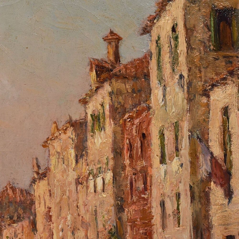Marine Painting, Venice With Gondola, Angelo Pisani, XX Century. photo buy