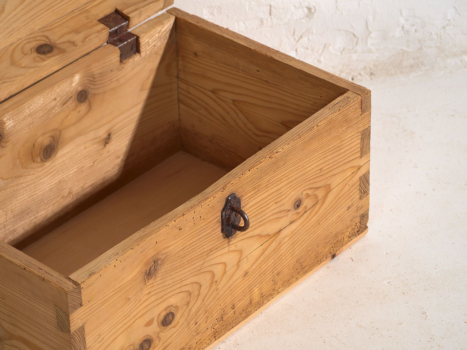 Antique Travel Chest With Wrought Iron Lock (C.1900) #1 photo 215.0