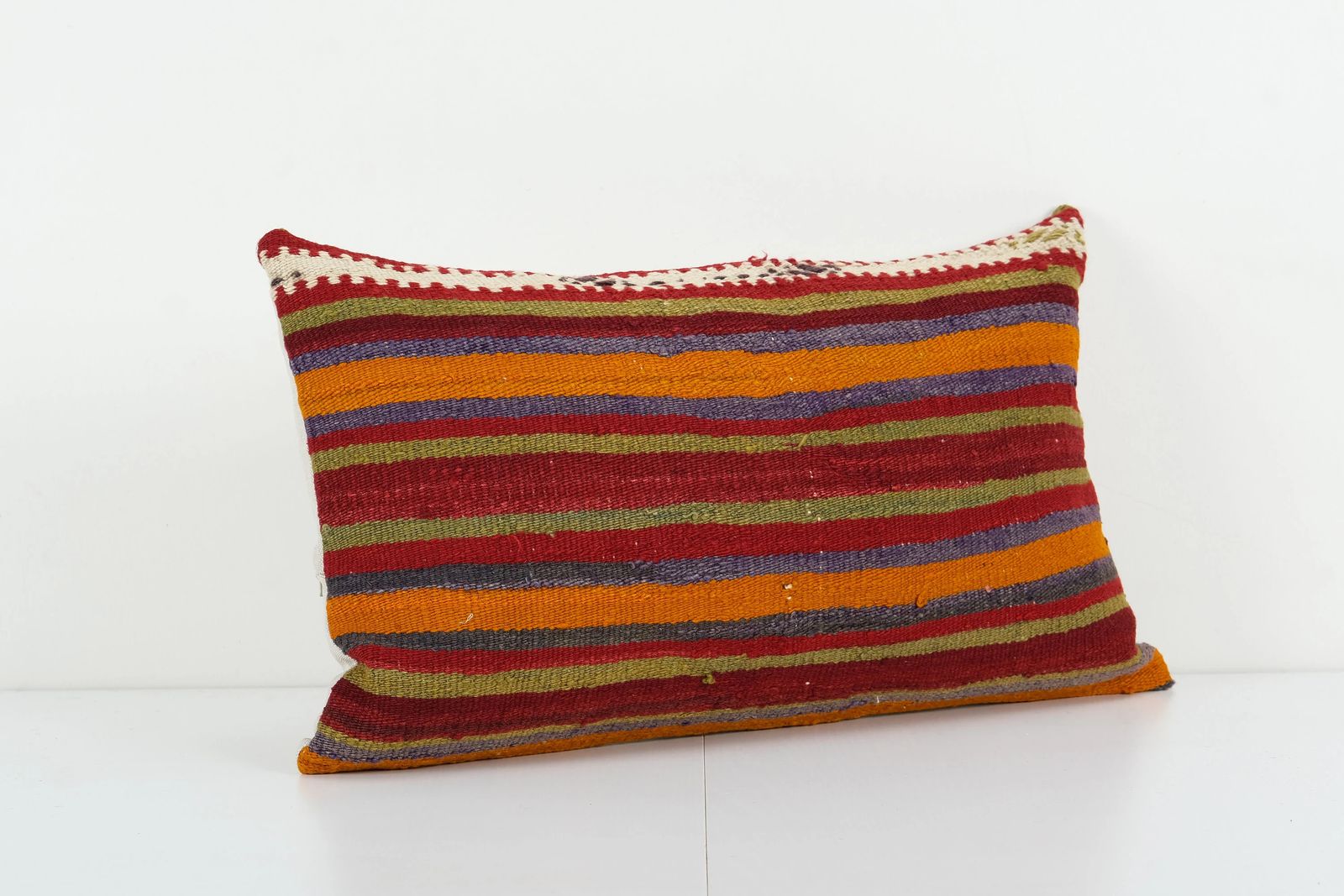 Traditional Turkish Decorative Kilim Pillow, Anatolian Striped Lumbar Kilim Pillow Cover photo furniture