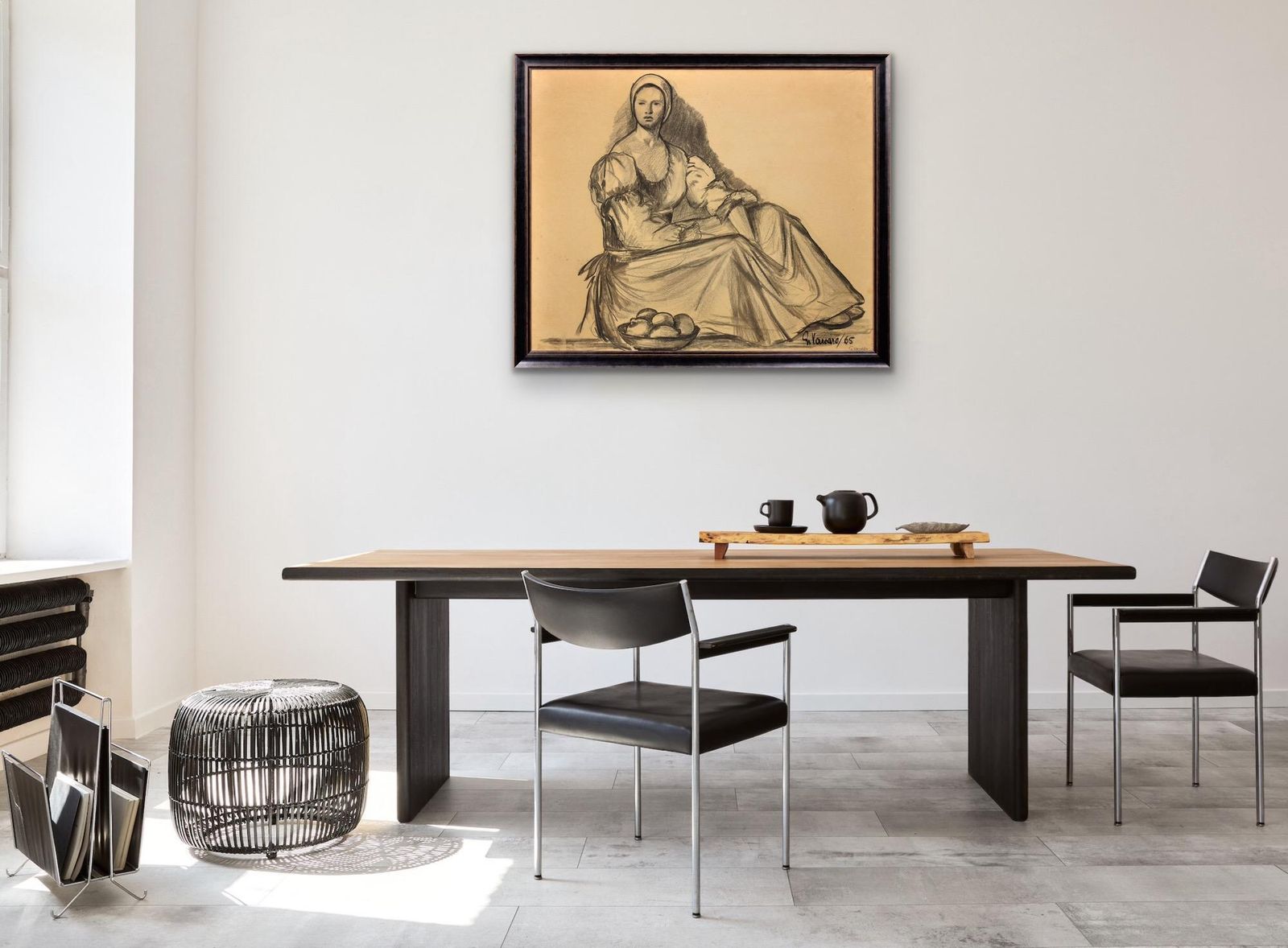 G. Vaccaro. La Contadina. Framed Mid 19th Century Figure Study In A Renaissance Or Baroque Style. Framed. photo vintage