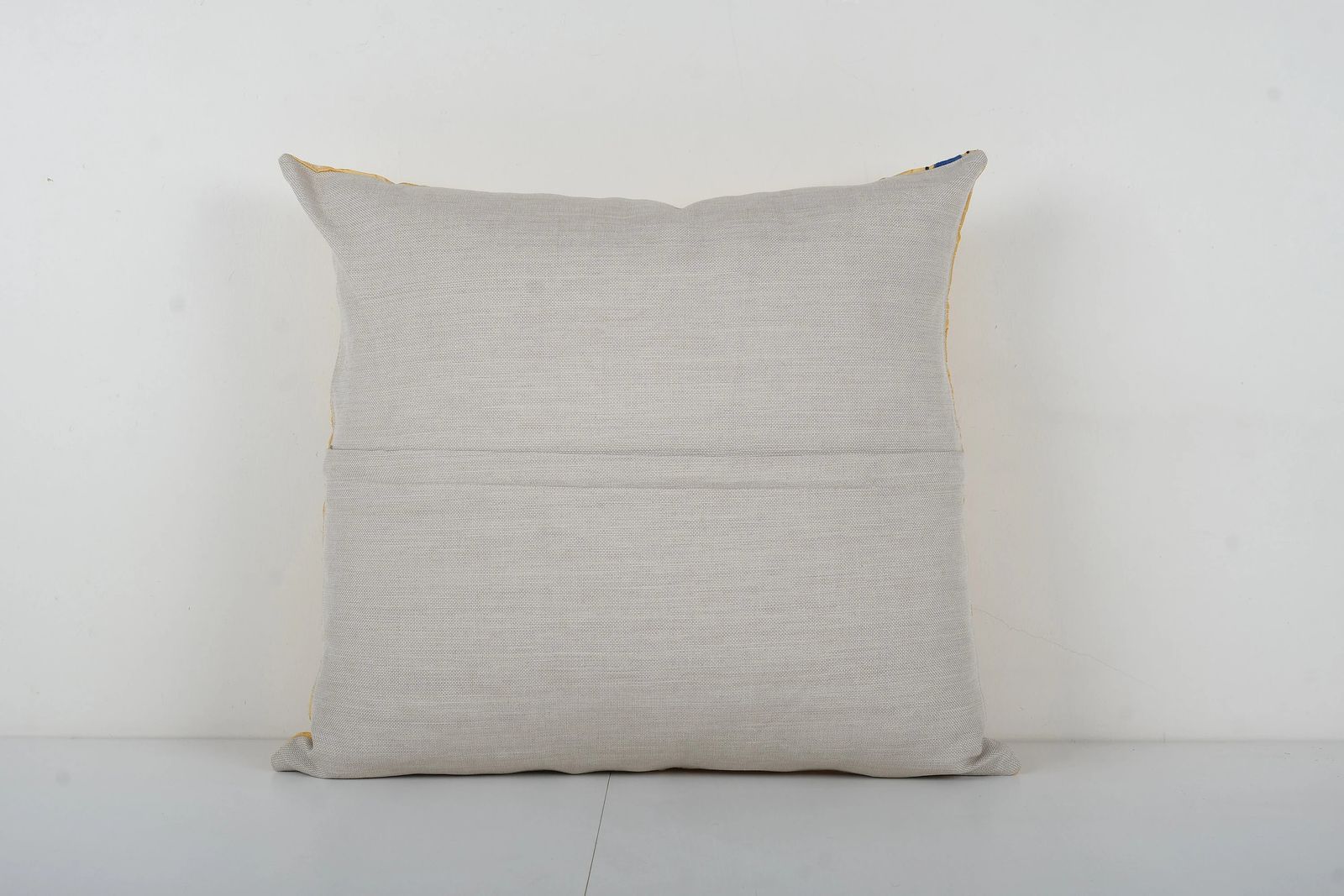 Suzani Yellow Pillow Cover, 1960s Handmade Samarkand Uzbek Suzani Textile Art photo Textiles