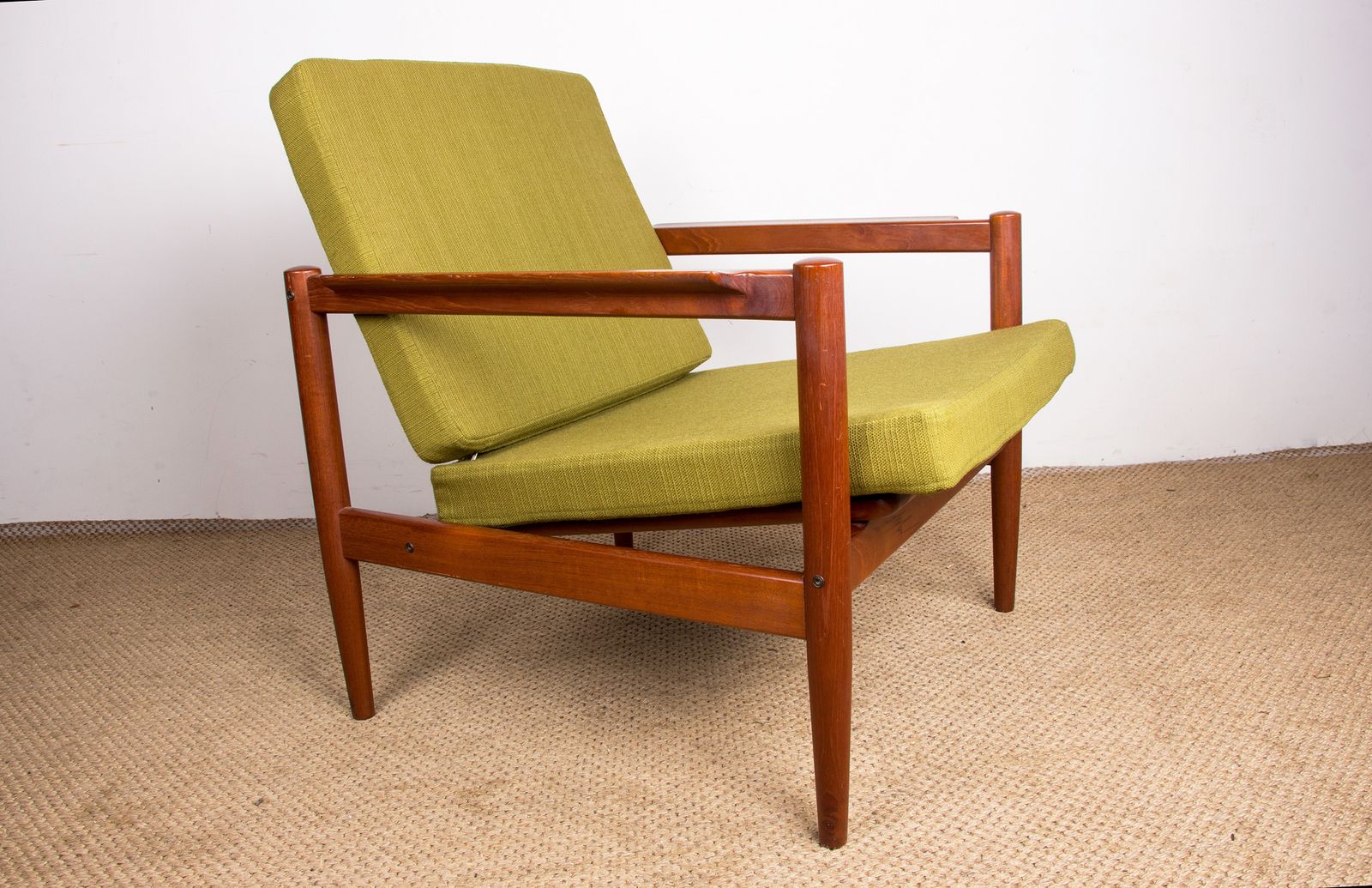 Danish Teak And Fabric Armchair By Børge Jensen & Sønner For Bernstorffsminde Møbelfabrik A/S 1960.
