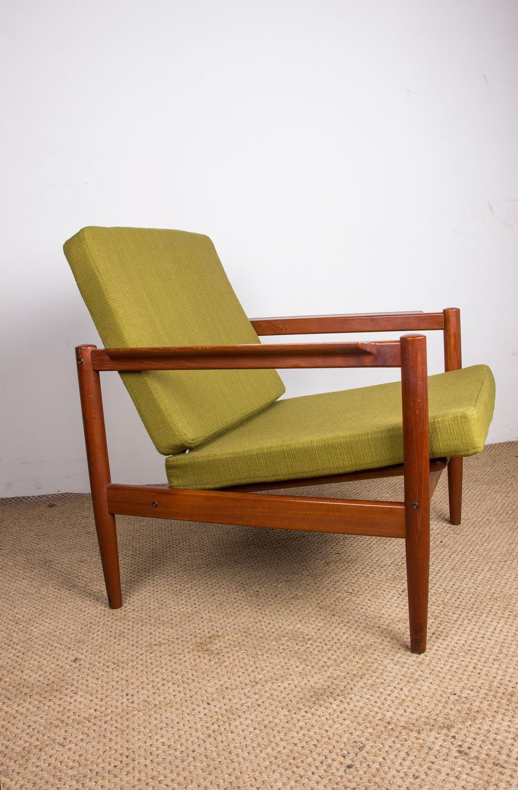 Danish Teak And Fabric Armchair By Børge Jensen & Sønner For Bernstorffsminde Møbelfabrik A/S 1960. photo buy