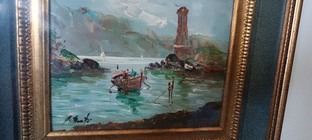 Oil Painting Giovanni Berte' 60s\70s River Landscape photo buy
