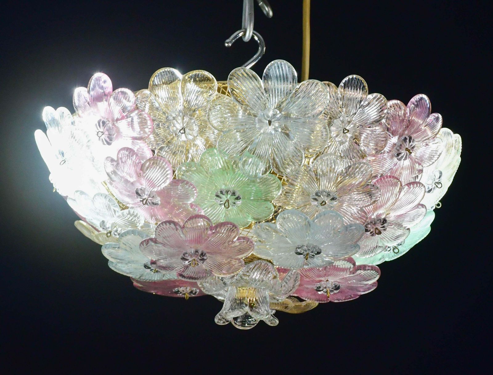 Charming Murano Barovier & Toso Flowers Flush Light Fixture, Ceiling, 1960s photo furniture