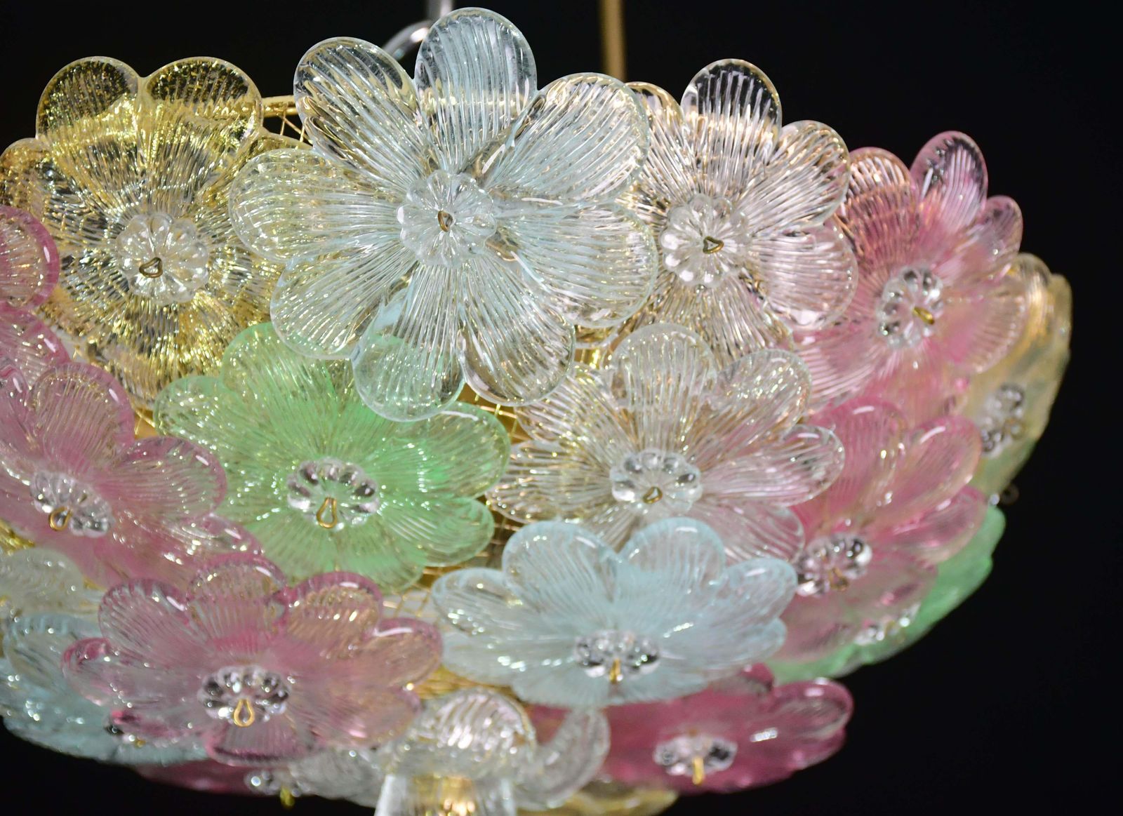 photo buy Charming Murano Barovier & Toso Flowers Flush Light Fixture, Ceiling, 1960s