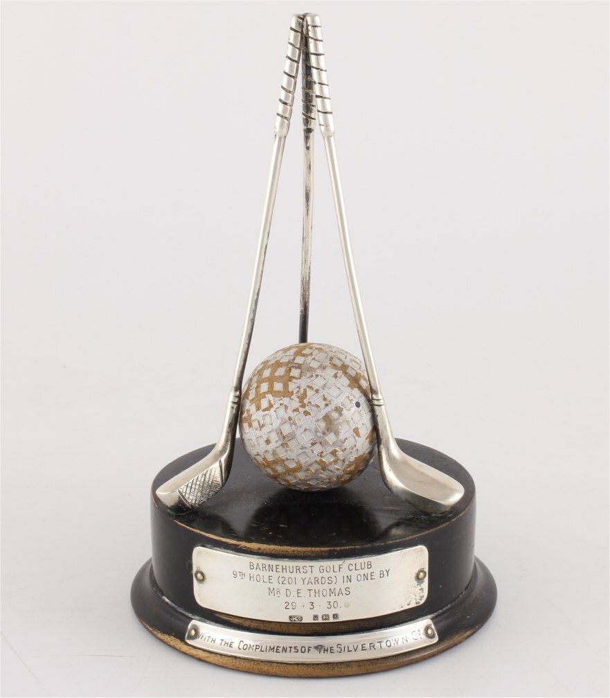 Silver Hole In One Golfing Trophy Barnehurst Golf Club And Ball 1930