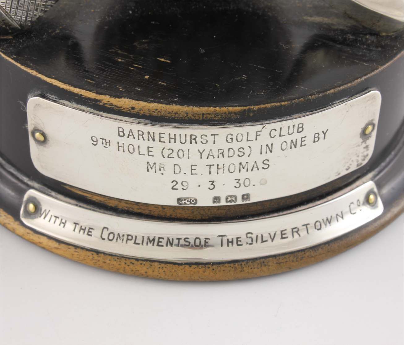 Silver Hole In One Golfing Trophy Barnehurst Golf Club And Ball 1930 photo furniture