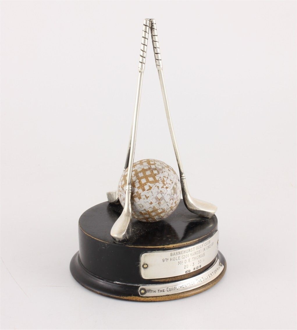 Silver Hole In One Golfing Trophy Barnehurst Golf Club And Ball 1930 photo 430.0